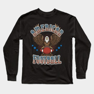 American Football USA Flag Bald Eagle Sports Fan Long Sleeve T-Shirt